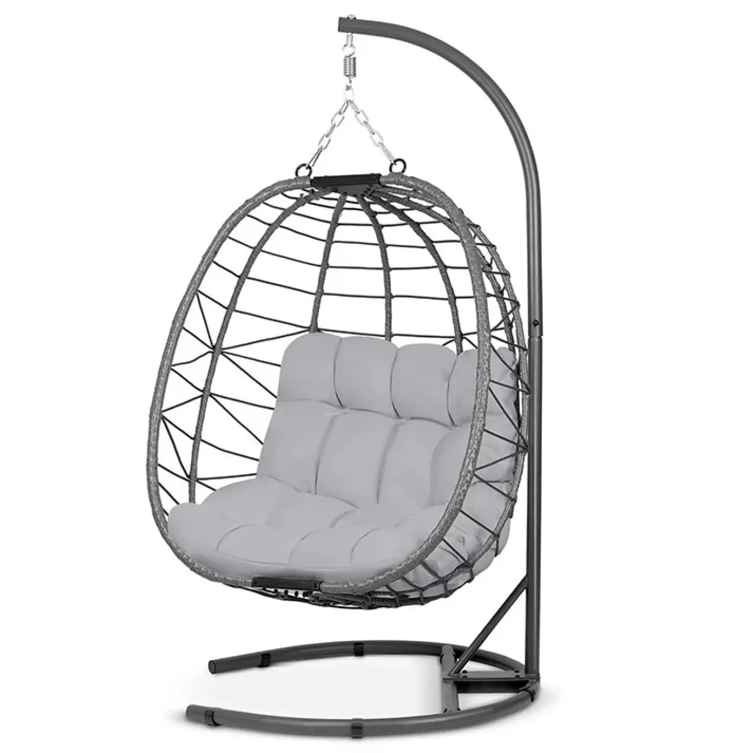 Poltrona da giardino a dondolo sospesa con cuscini grigio Breeze