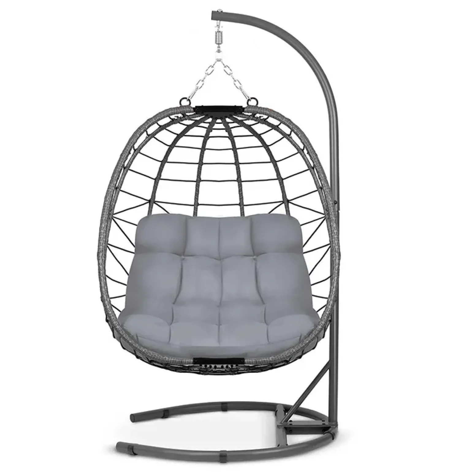 Poltrona da giardino a dondolo sospesa con cuscini grigio Breeze