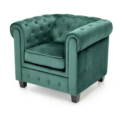 Poltrona da sala imbottita in velluto verde scuro nero Spina