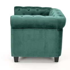 Poltrona da sala imbottita in velluto verde scuro nero Spina