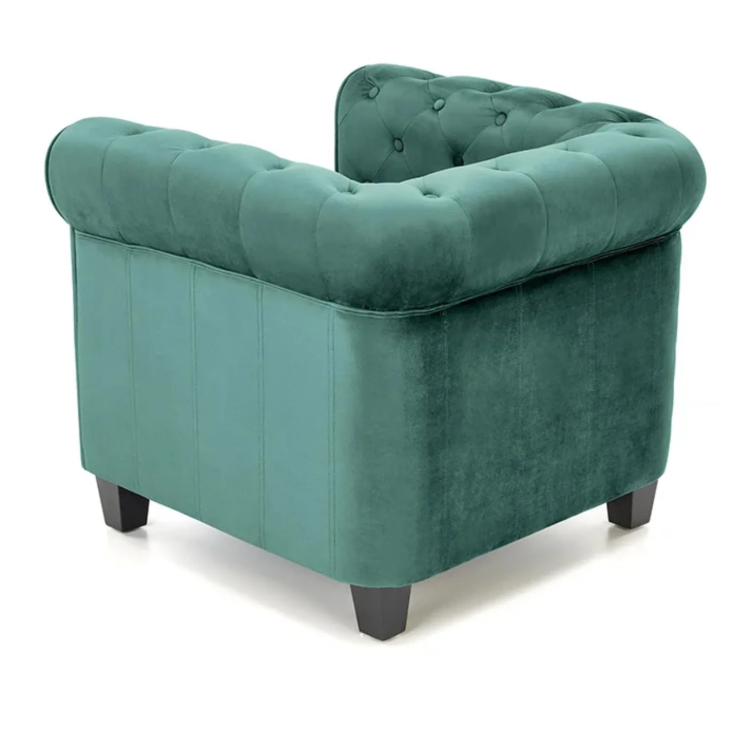 Poltrona da sala imbottita in velluto verde scuro nero Spina
