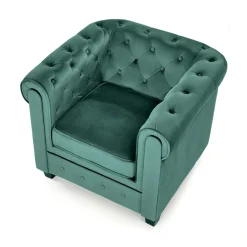 Poltrona da sala imbottita in velluto verde scuro nero Spina