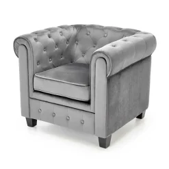 Poltrona da sala imbottita in velluto grigio nero Spina