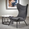 Poltrona da salotto imbottita in tessuto antracite nero Canova