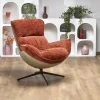 Poltrona design girevole effetto tobago ecopelle arancione beige Auckland
