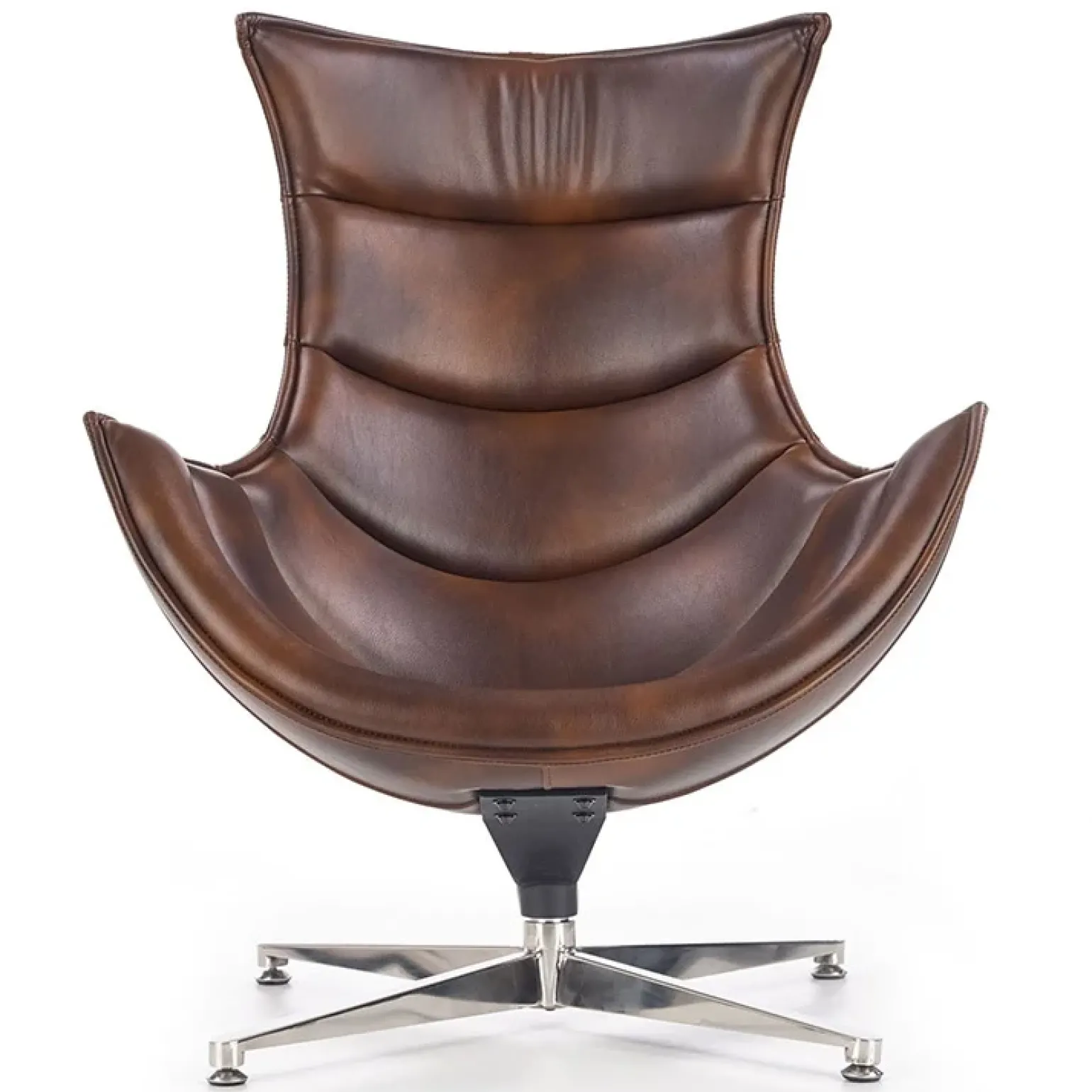 Poltrona design imbottita ecopelle marrone vintage Isotta