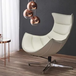 Poltrona design in ecopelle imbottita bianco Isotta