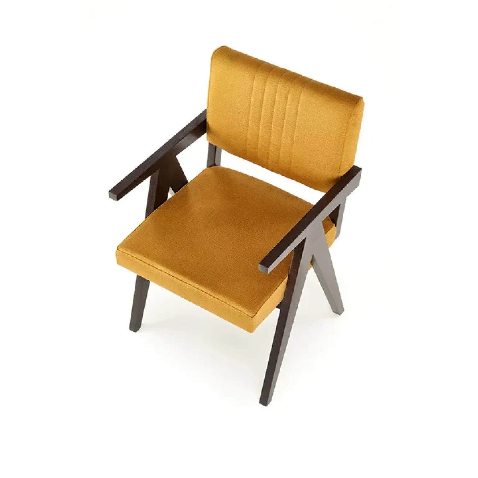 Poltrona design legno velluto giallo senape Lugano