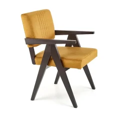 Poltrona design legno velluto giallo senape Lugano