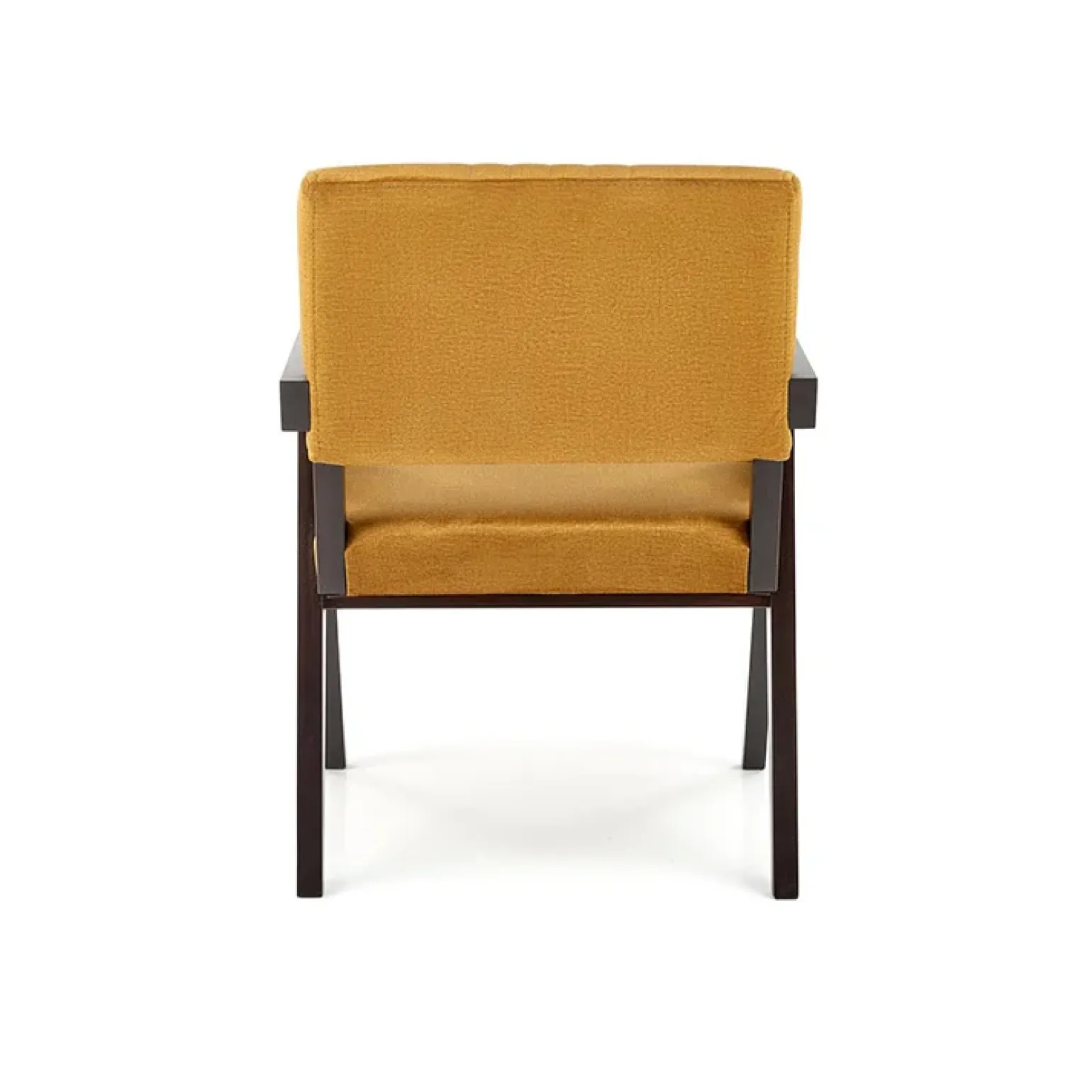 Poltrona design legno velluto giallo senape Lugano