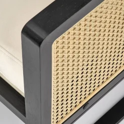 Poltrona design soggiorno in rattan naturale beige nero Niceto