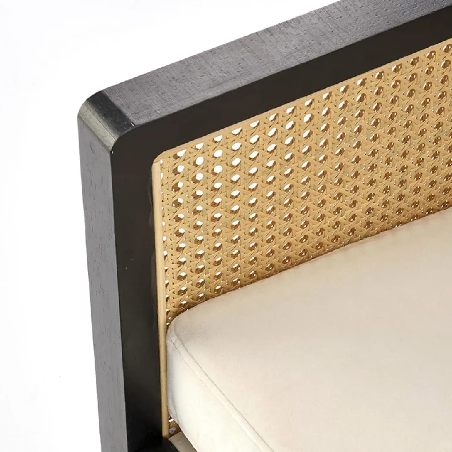 Poltrona design soggiorno in rattan naturale beige nero Niceto