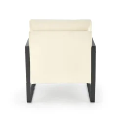 Poltrona design soggiorno in rattan naturale beige nero Niceto