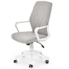 Poltrona design ufficio in tessuto beige bianco Nikki