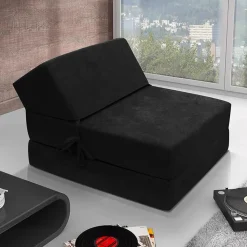 Poltrona divano letto pieghevole 90cm modulo singolo nero Lorin