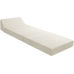 Poltrona divano letto pieghevole 90 cm velluto a coste beige Lorin