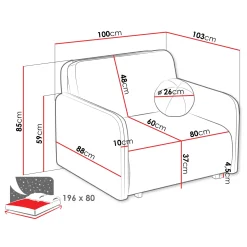 Poltrona divano letto 100x103 cm con contenitore e cuscino tessuto bouclé beige chiaro Reposa