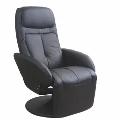 Poltrona imbottita in ecopelle reclinabile nero Nina