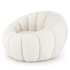 Poltrona imbottita in tessuto bouclé design moderno color crema Coccoluna