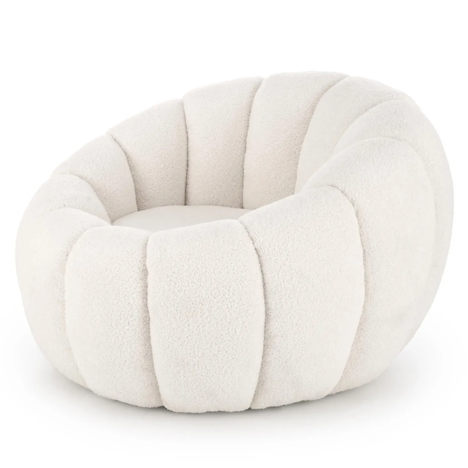 Poltrona imbottita in tessuto bouclé design moderno color crema Coccoluna