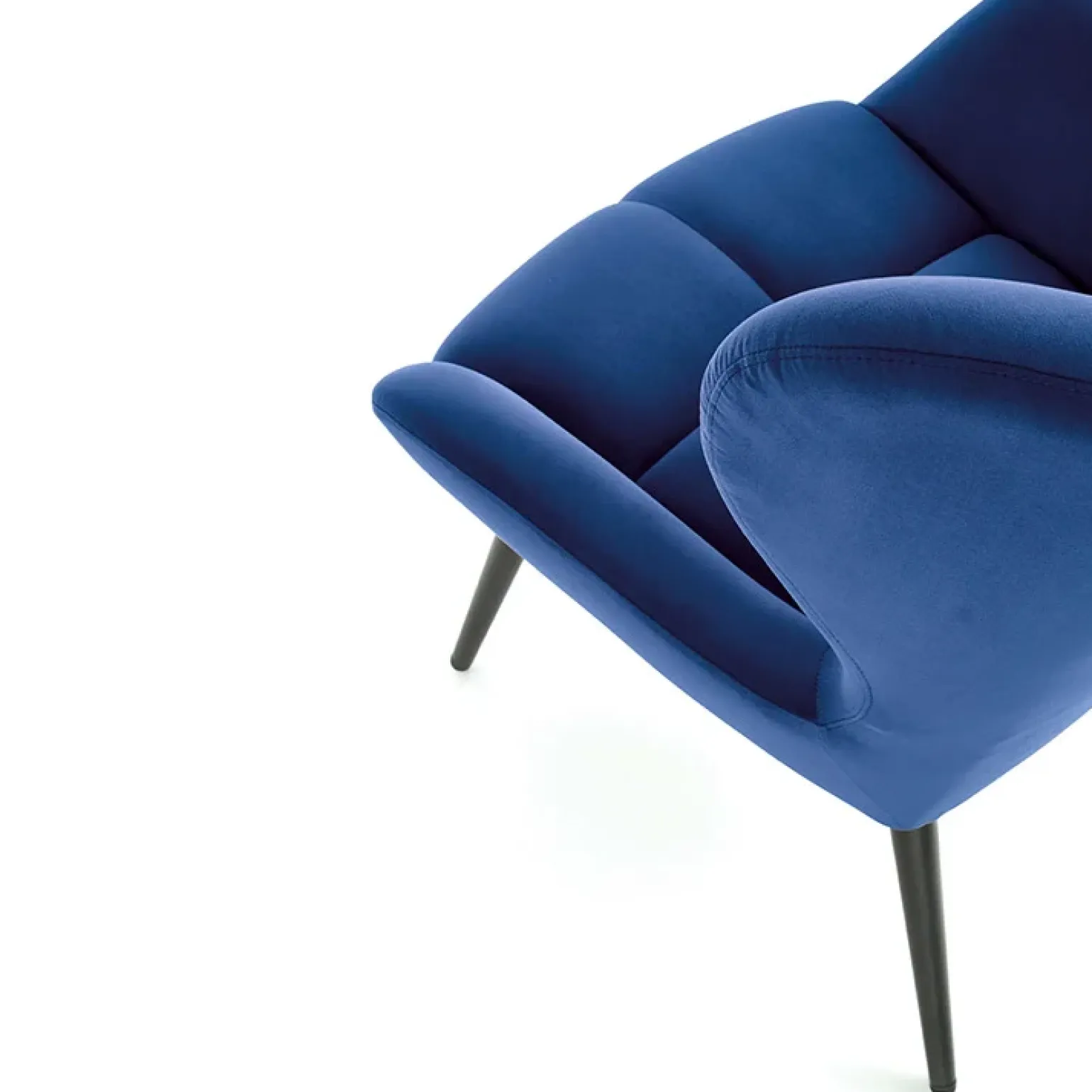 Poltrona imbottita in tessuto velluto blu nero Polly