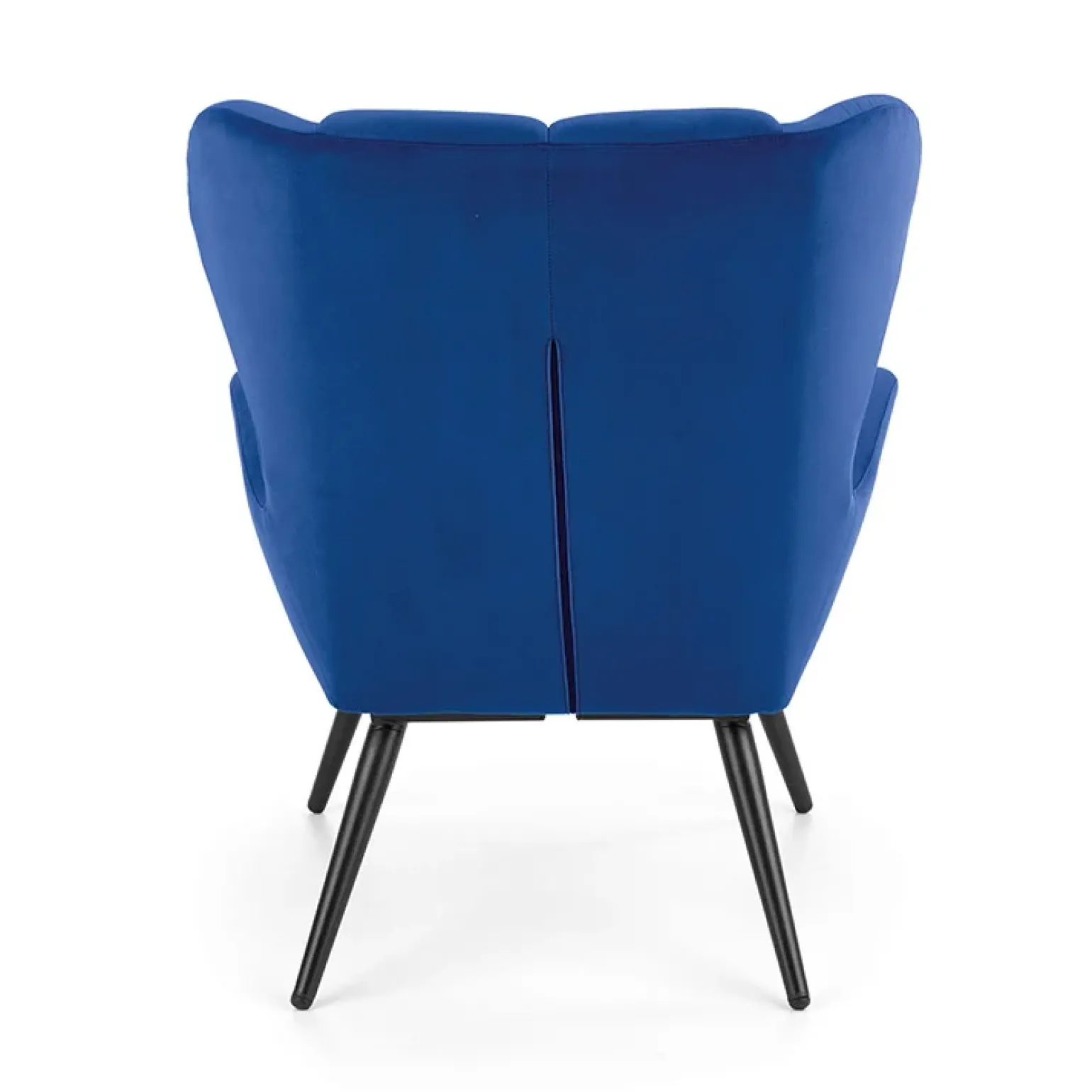 Poltrona imbottita in tessuto velluto blu nero Polly