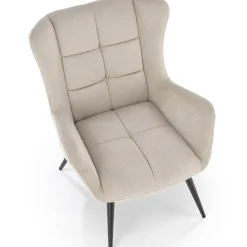 Poltrona imbottita in tessuto beige nero Snooz