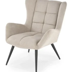 Poltrona imbottita in tessuto beige nero Snooz