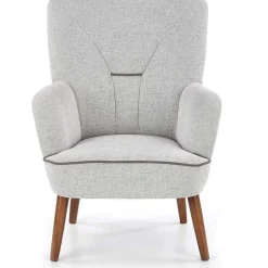 Poltrona imbottita in tessuto gambe in noce grigio Romina