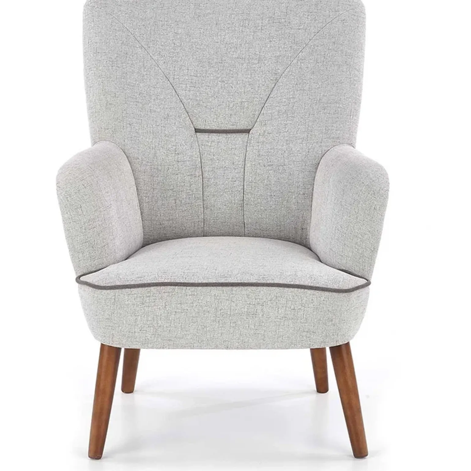Poltrona imbottita in tessuto gambe in noce grigio Romina