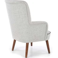Poltrona imbottita in tessuto gambe in noce grigio Romina