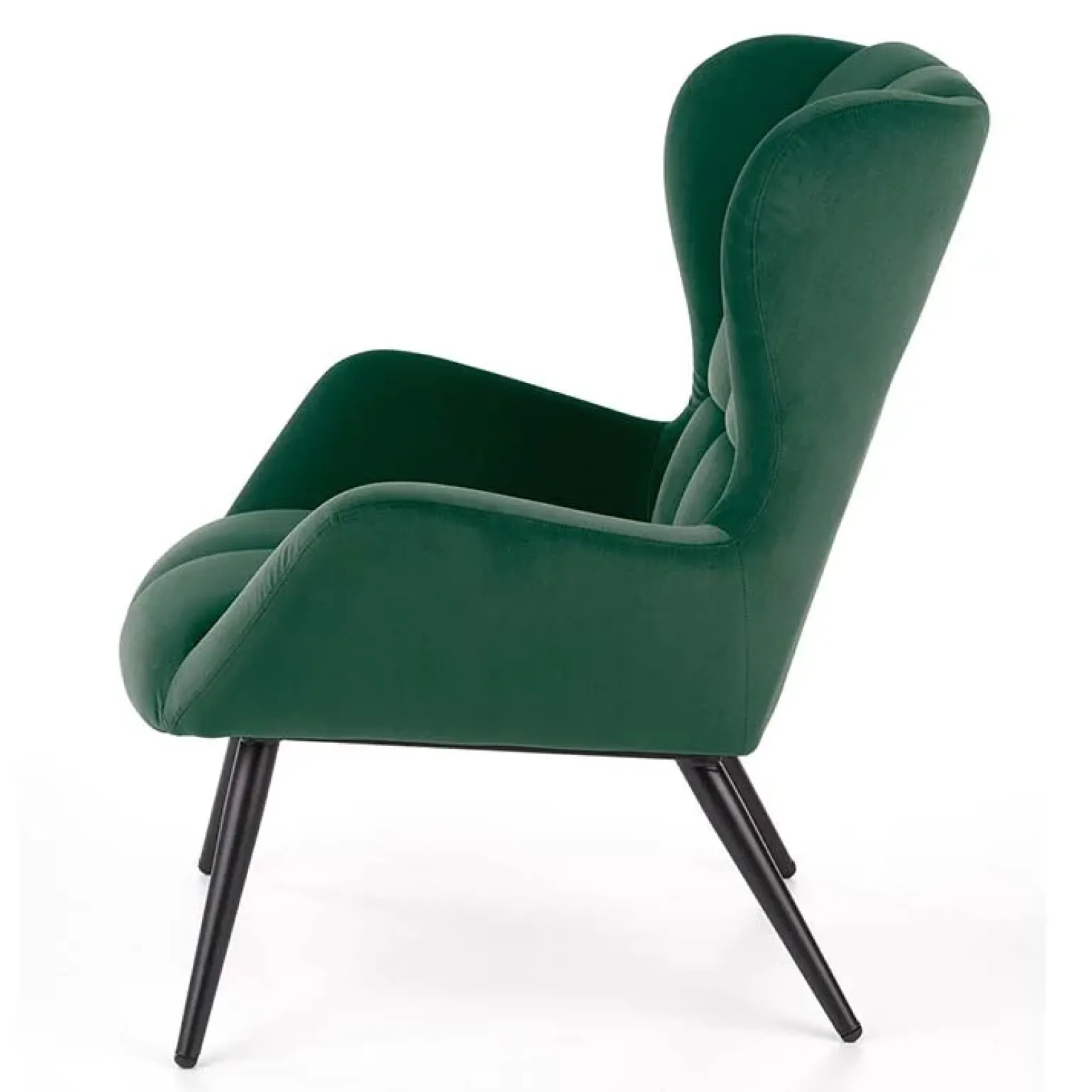 Poltrona imbottita in tessuto velluto verde scuro nero Polly