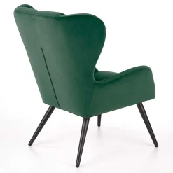Poltrona imbottita in tessuto velluto verde scuro nero Polly