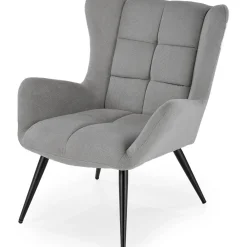 Poltrona imbottita in tessuto grigio nero Snooz