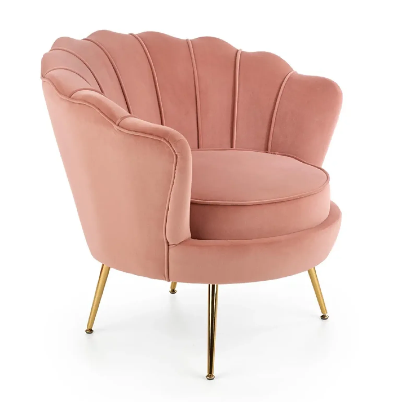 Poltrona imbottita moderna in velluto rosa antico oro Gabriella
