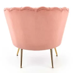 Poltrona imbottita moderna in velluto rosa antico oro Gabriella