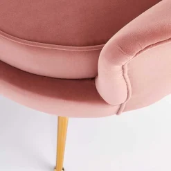 Poltrona imbottita moderna in velluto rosa antico oro Gabriella