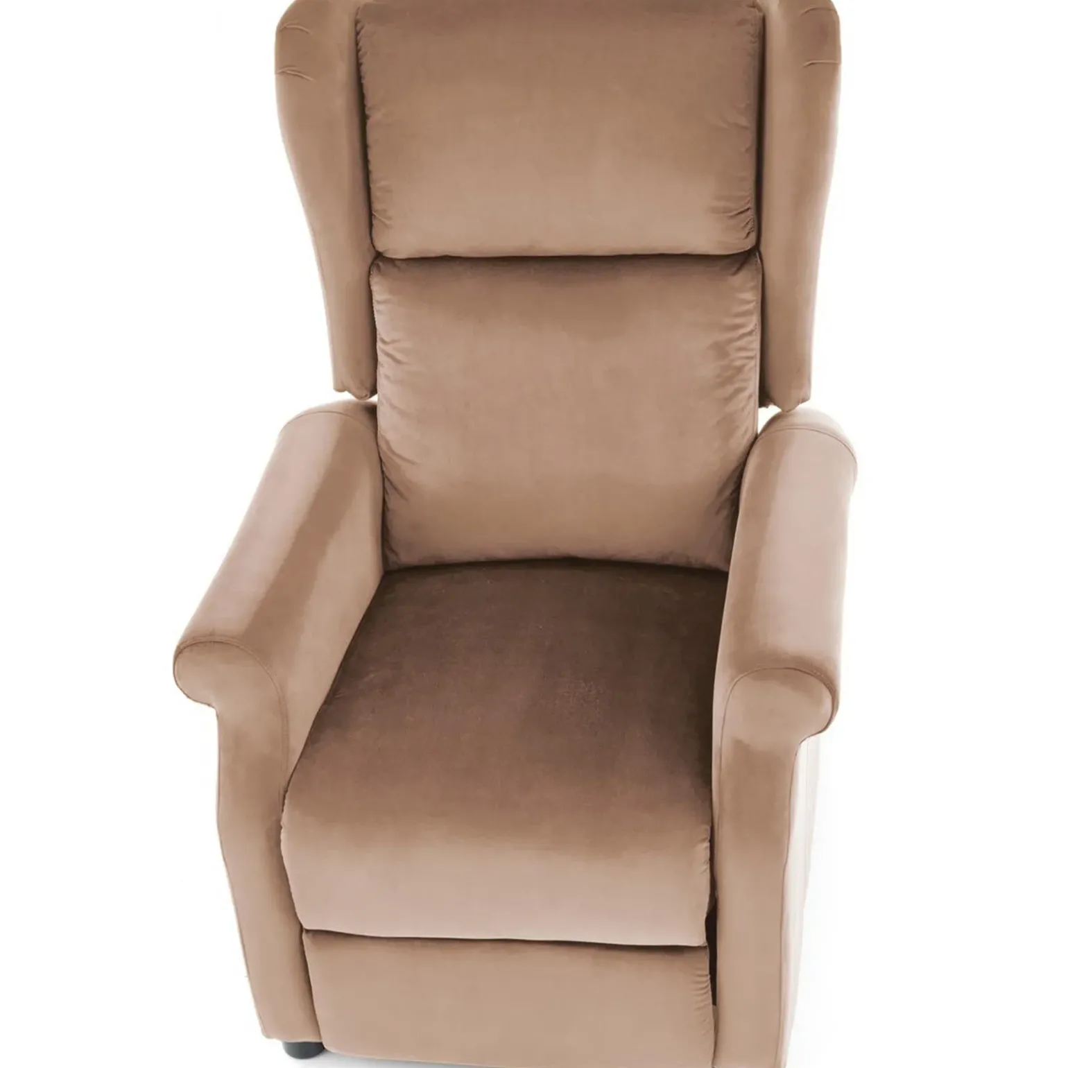 Poltrona reclinabile imbottita in velluto beige Cassiopea
