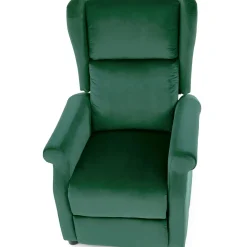 Poltrona reclinabile imbottita in velluto verde Cassiopea