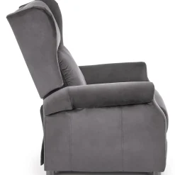 Poltrona reclinabile imbottita in velluto grigio Cassiopea