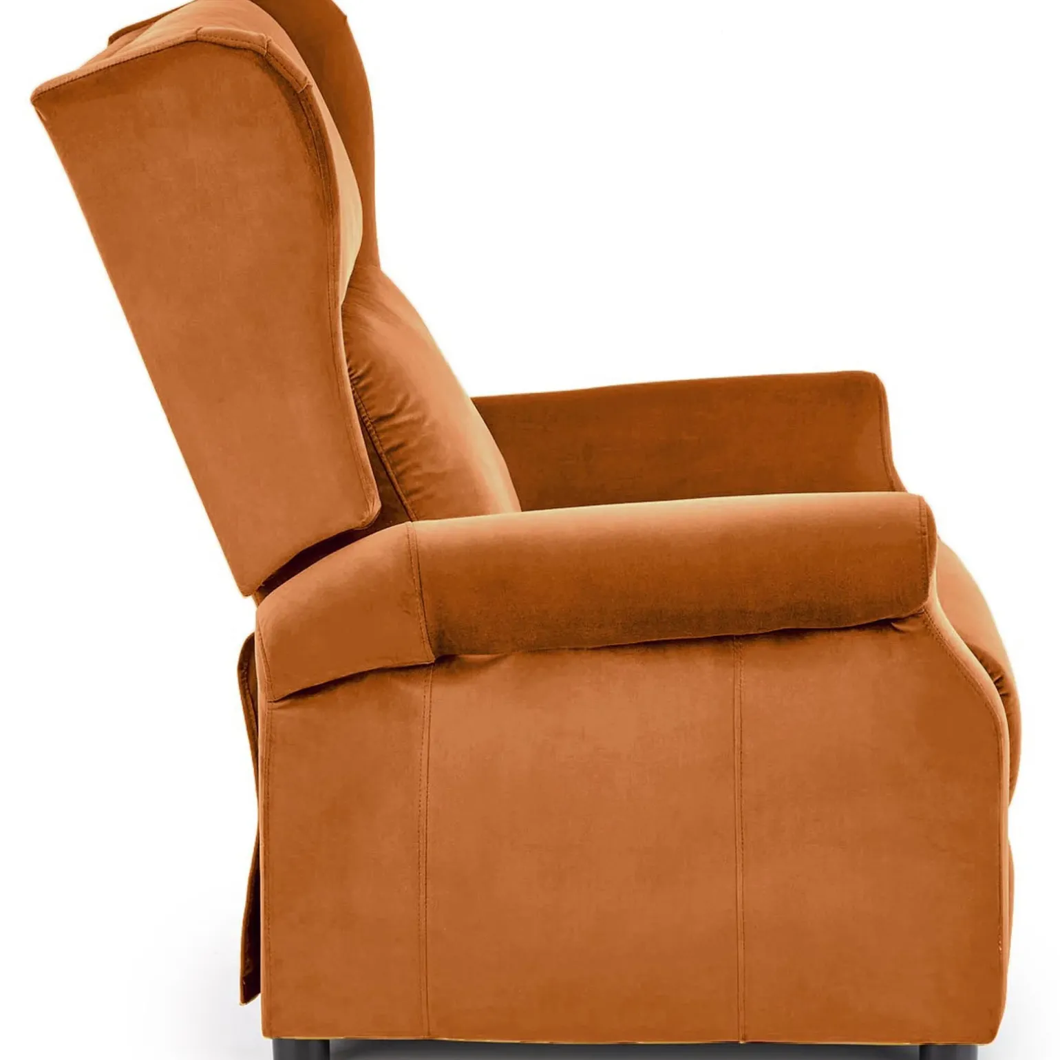 Poltrona reclinabile imbottita in velluto arancio terracotta Cassiopea