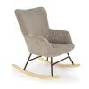 Poltrona relax a dondolo legno velluto grigio Calmont