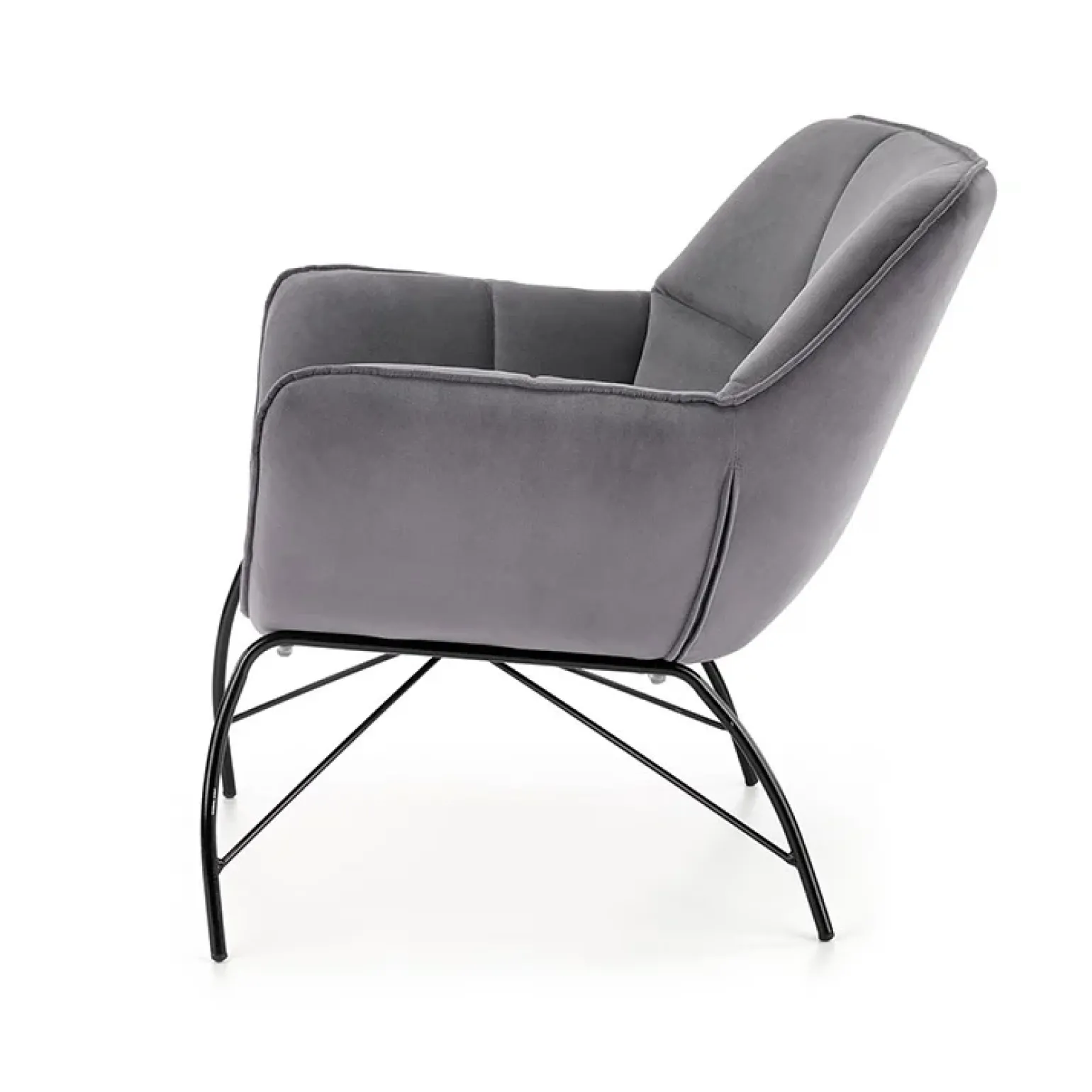 Poltrona relax da sala in velluto grigio nero Indiana