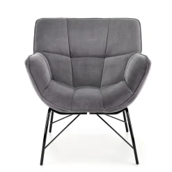 Poltrona relax da sala in velluto grigio nero Indiana