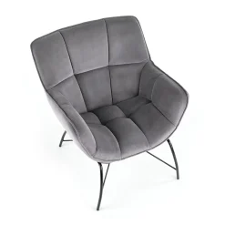 Poltrona relax da sala in velluto grigio nero Indiana