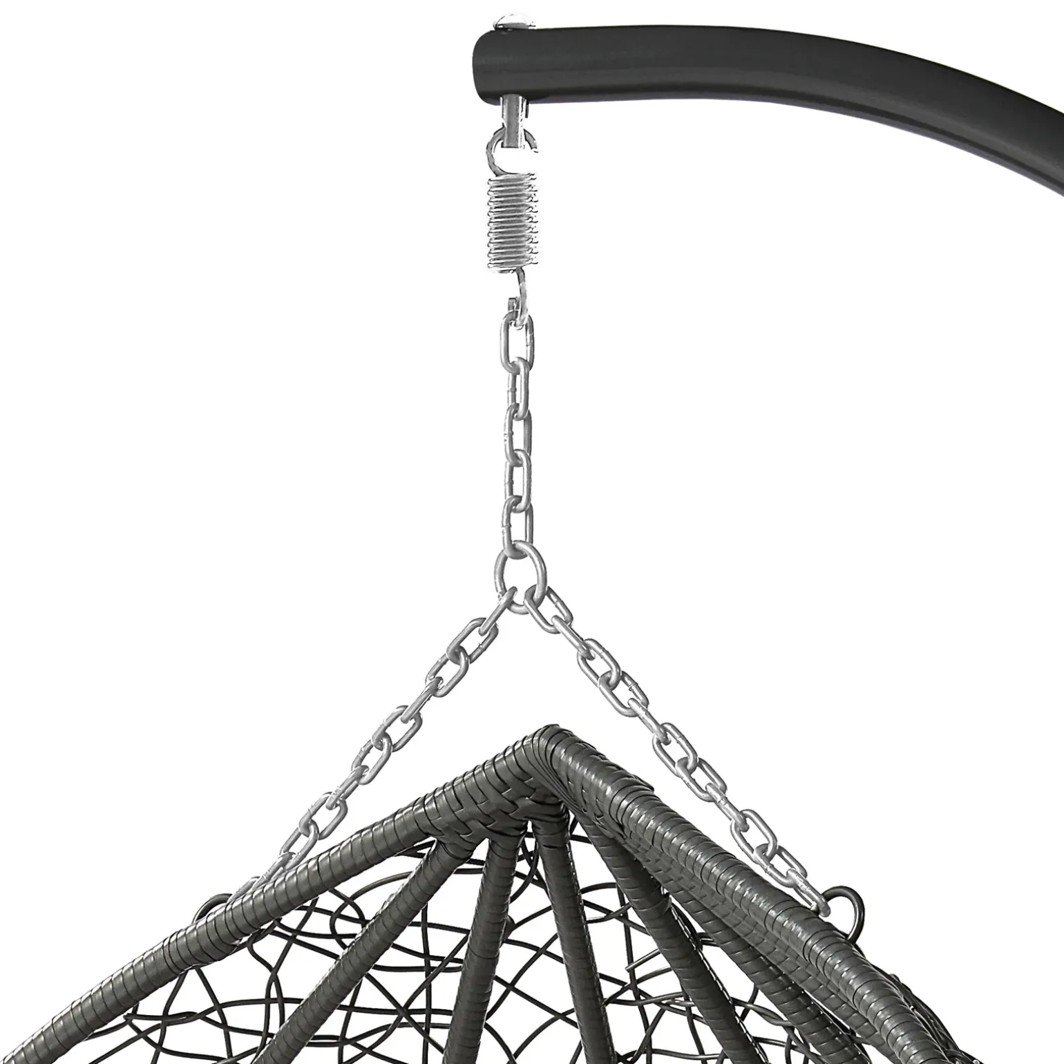 Poltrona sospesa 2 posti da giardino 120x200h cm nero con cuscini beige Ibisco