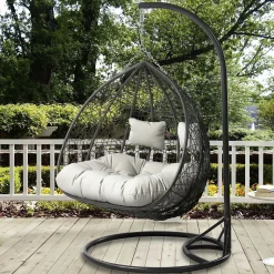 Poltrona sospesa 2 posti da giardino 120x200h cm grigio con cuscini Ibisco