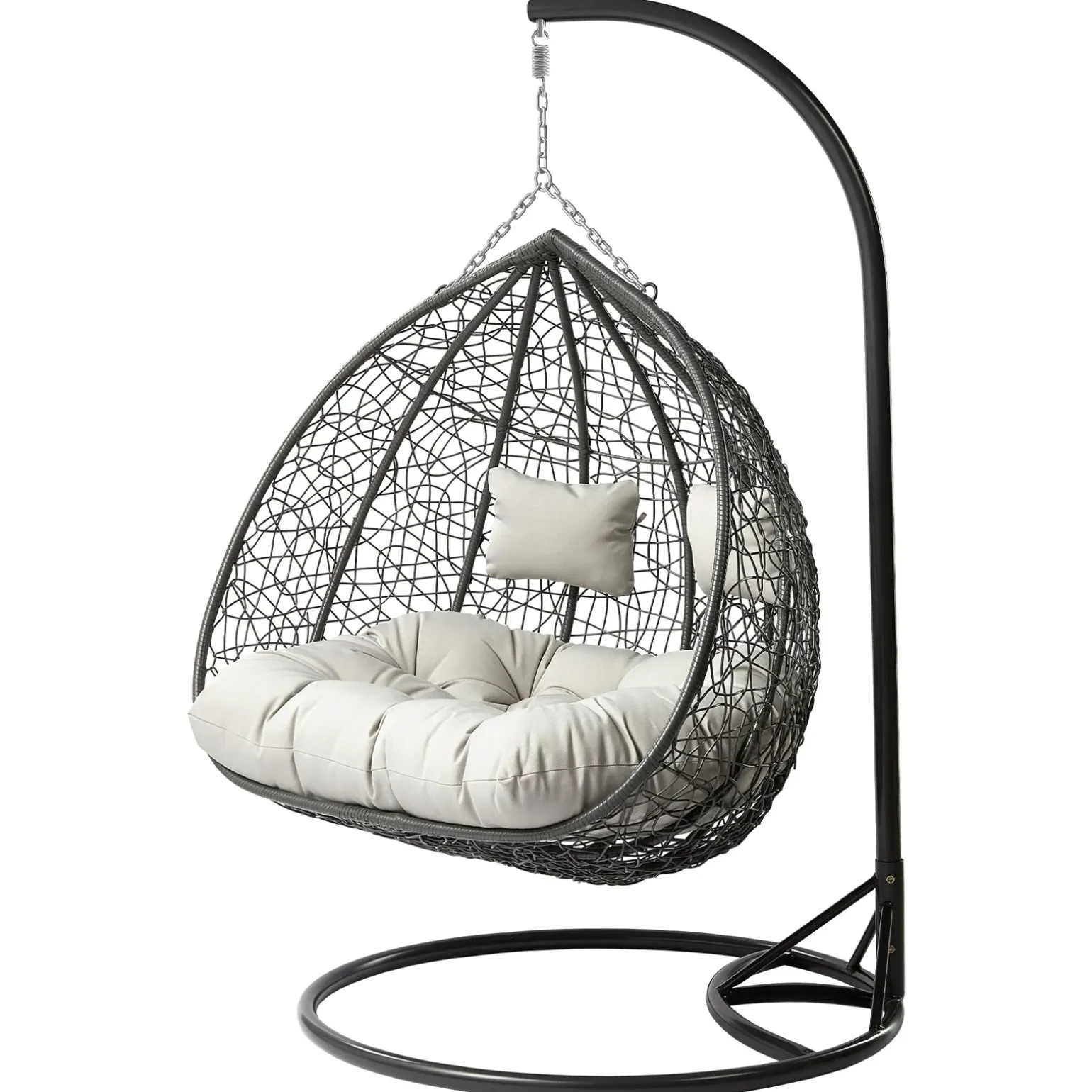 Poltrona sospesa 2 posti da giardino 120x200h cm grigio con cuscini Ibisco