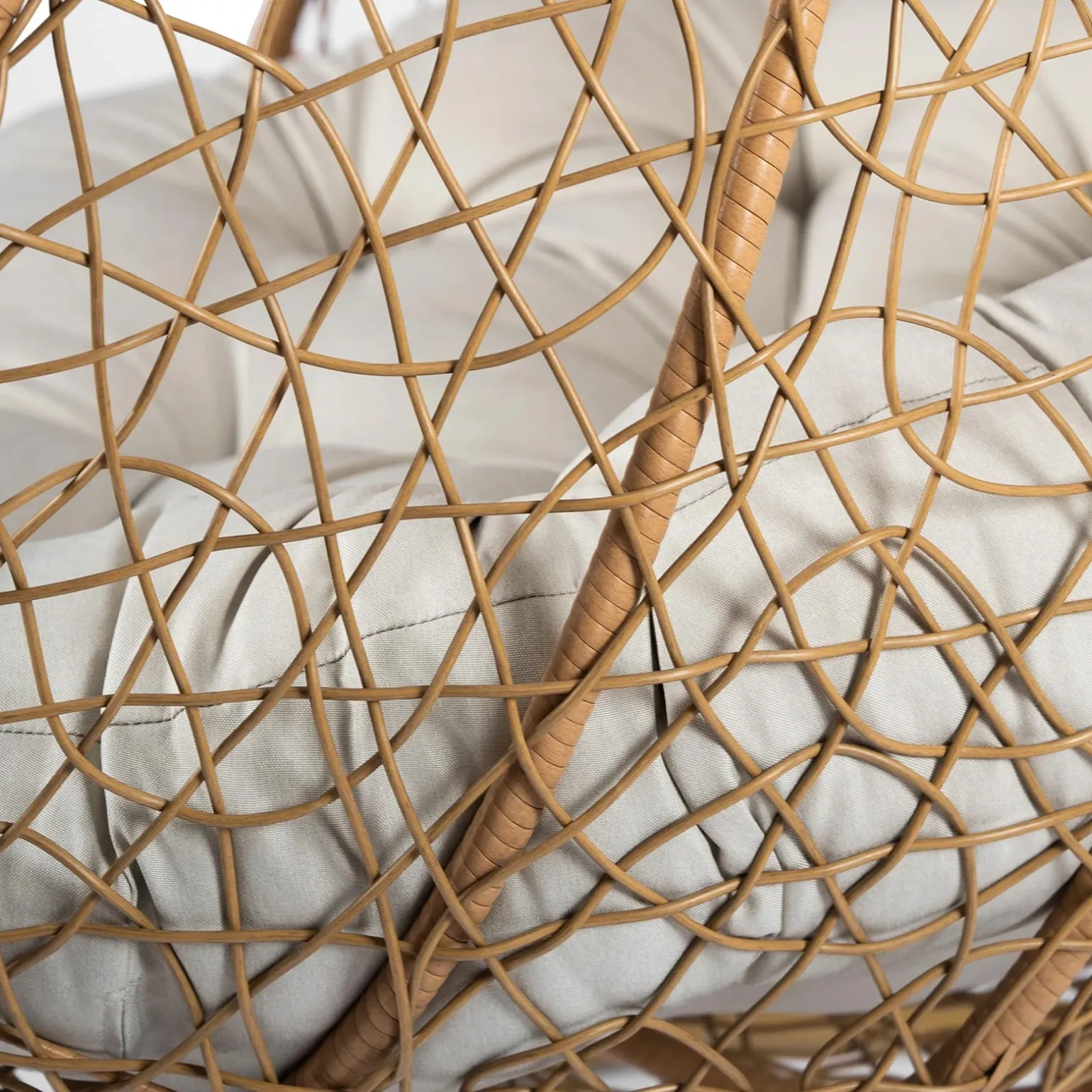 Poltrona sospesa 2 posti da giardino 120x200h cm marrone con cuscino beige Ibisco
