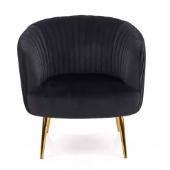 Poltroncina design in velluto nero con gambe oro Romance